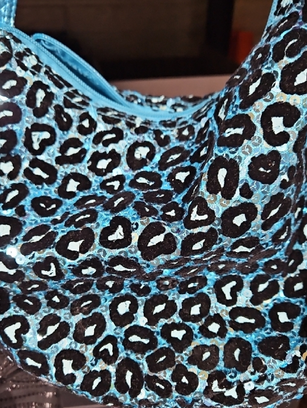Justice Teal Blue Leopard Shoulder Bag - Picture 3 of 4